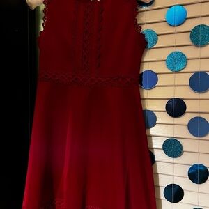 Elegant Red Kids Dress with Lace Detail